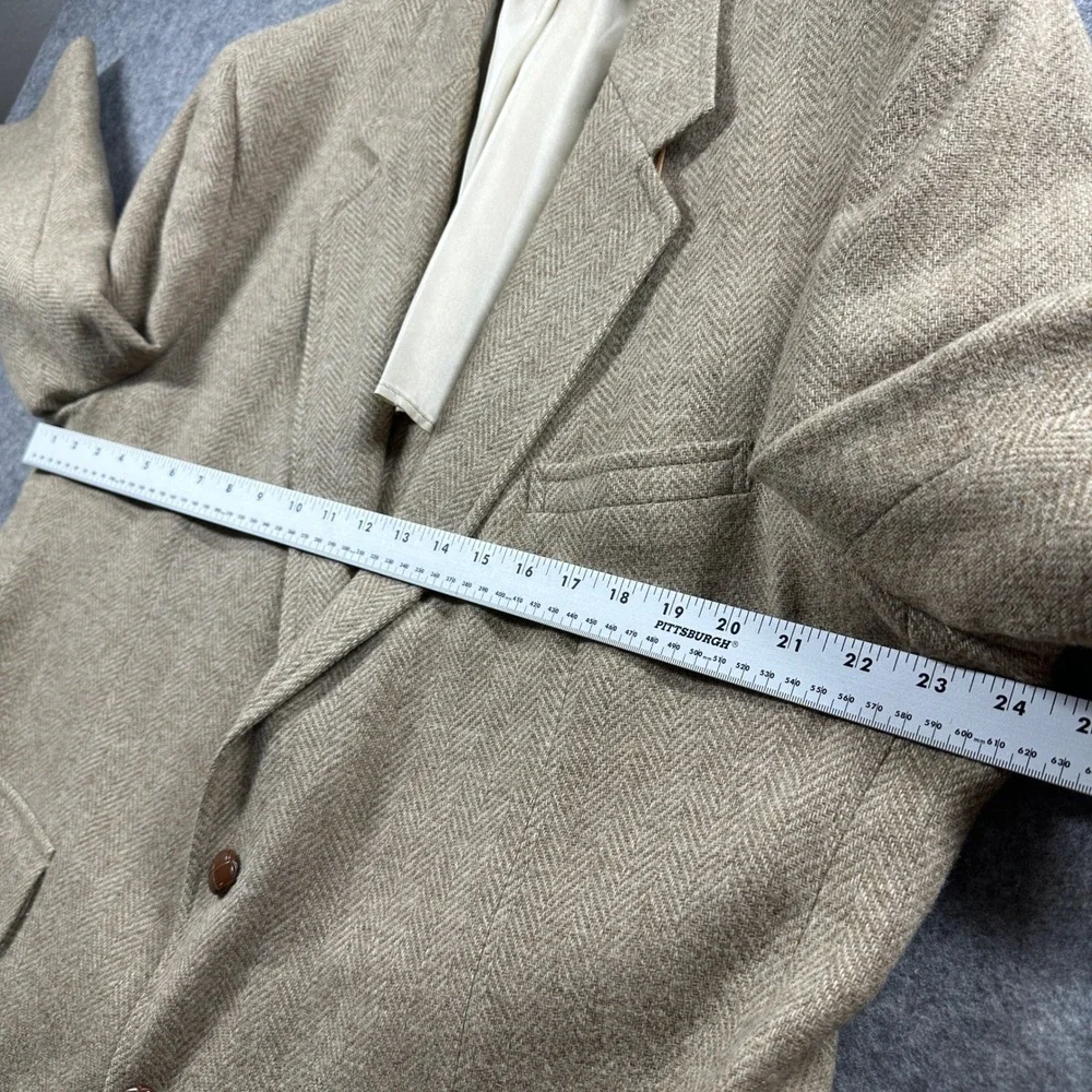 Palm Beach Blazer‎ Mens Big & Tall Tan Wool Herringbone Suede Elbow Patches USA